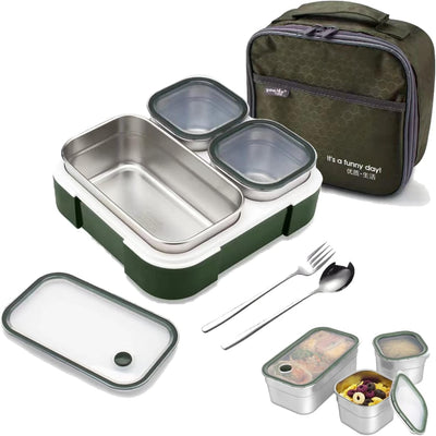 Dubkart Stainless Steel Insulated Bento Lunch Box with Tableware & Bag