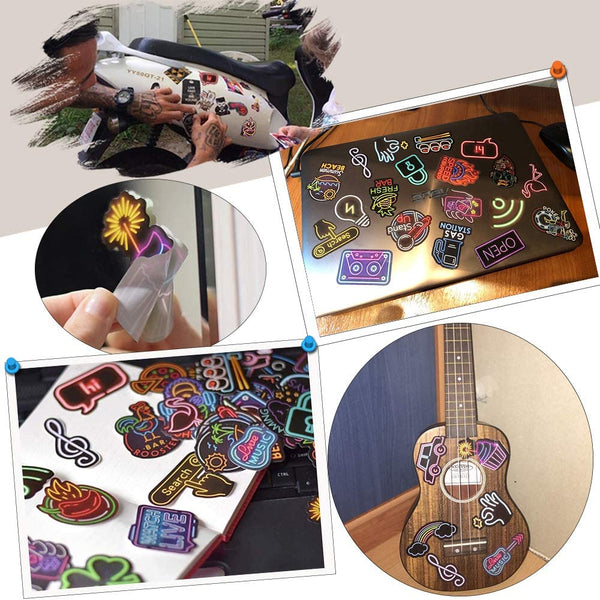 Dubkart Stickers 50 PCS Waterproof Neon Graffiti Vinyl Stickers Set