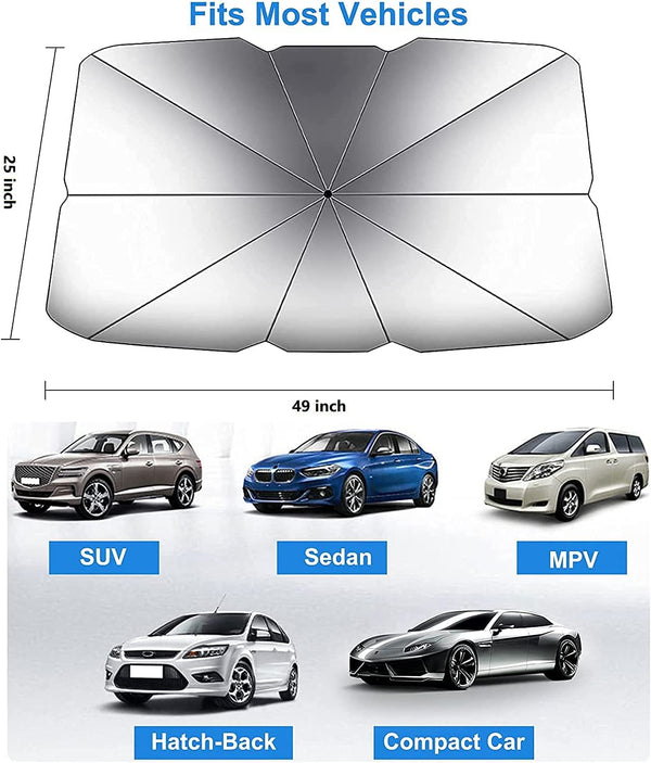 Dubkart Universal Car Windshield Sunshade Foldable Umbrella