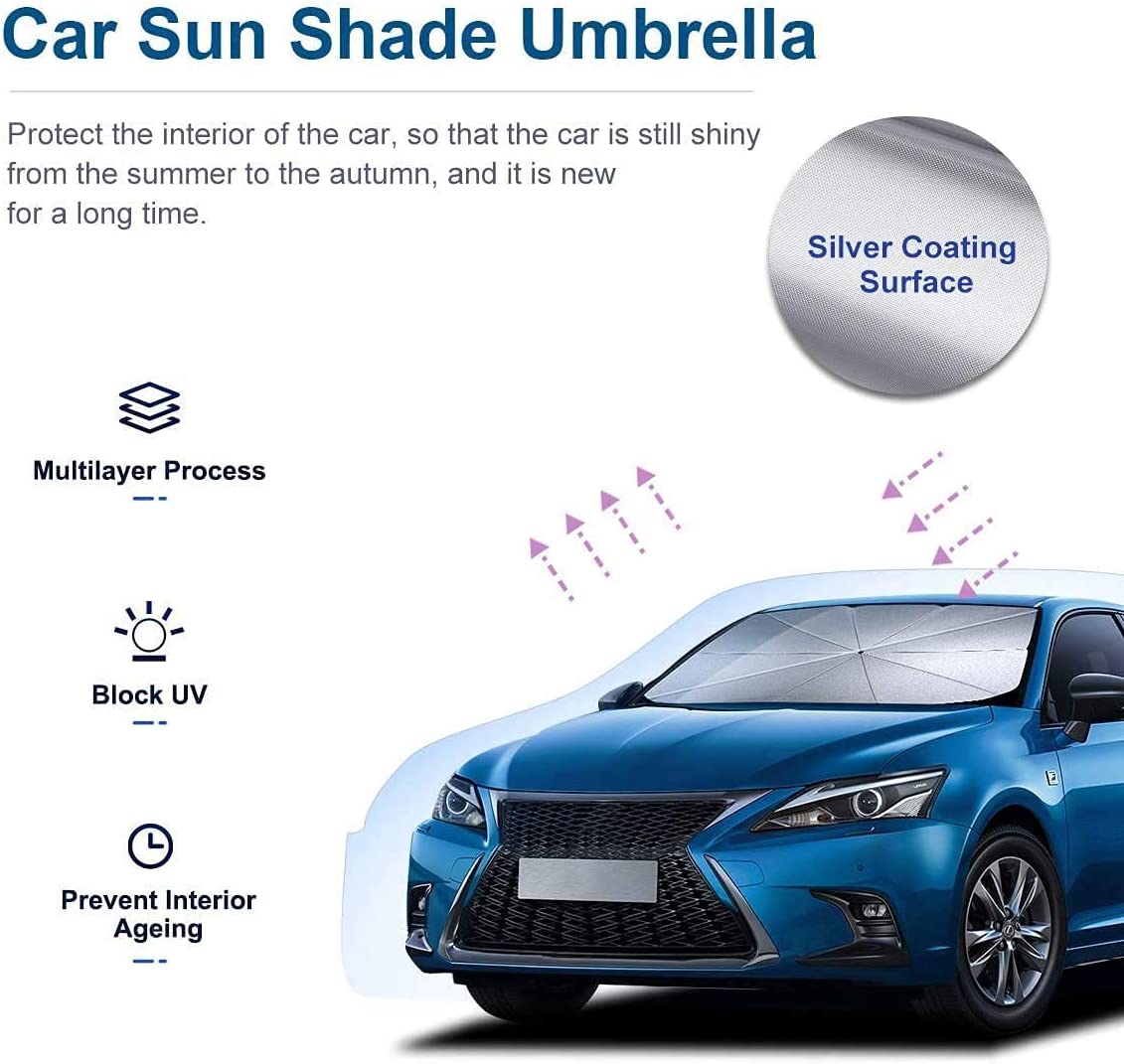 Dubkart Universal Car Windshield Sunshade Foldable Umbrella