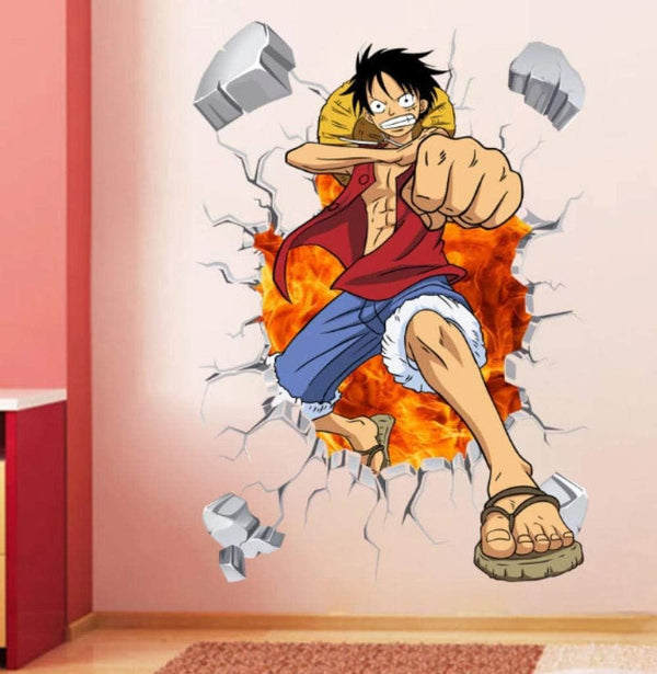 Dubkart Wall stickers Anime 3D Luffy Zoro One Piece Wall Sticker