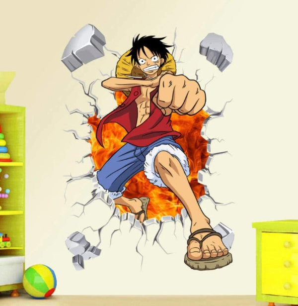Dubkart Wall stickers Anime 3D Luffy Zoro One Piece Wall Sticker