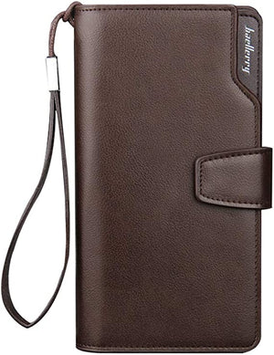 Dubkart Wallets Men's Long Paragraph Money Card Button Wallet Baellerry (Brown)