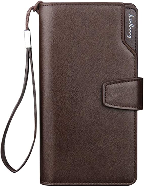 Dubkart Wallets Men's Long Paragraph Money Card Button Wallet Baellerry (Brown)