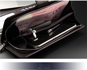 Dubkart Wallets Men's Long Paragraph Money Card Button Wallet Baellerry (Brown)