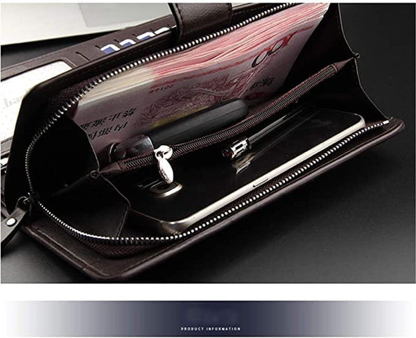 Dubkart Wallets Men's Long Paragraph Money Card Button Wallet Baellerry (Brown)