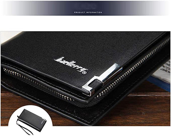 Dubkart Wallets Men's Long Paragraph Money Card Zipper Wallet Baellerry (Black)