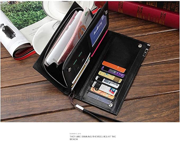 Dubkart Wallets Men's Long Paragraph Money Card Zipper Wallet Baellerry (Black)