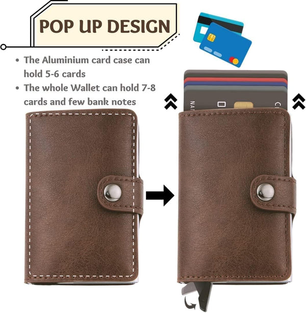 Dubkart Wallets Men's Slim Pop Up Money Card Wallet (Brown)