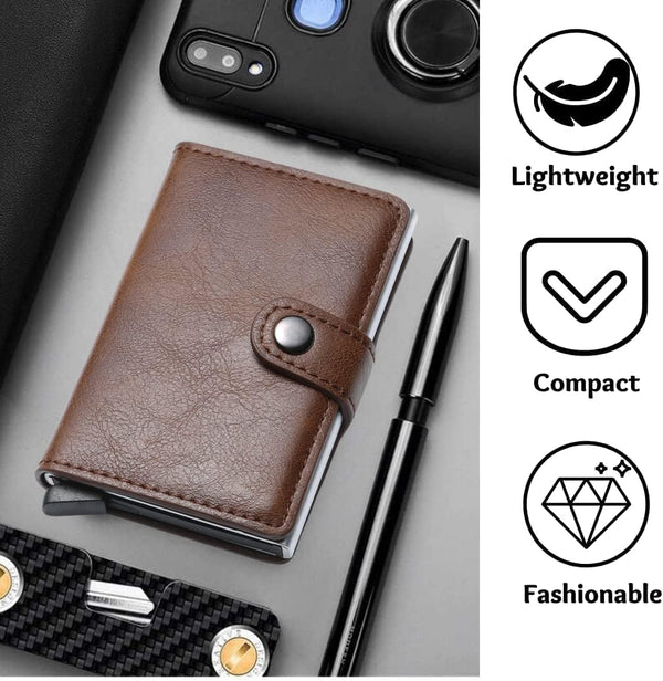 Dubkart Wallets Men's Slim Pop Up Money Card Wallet (Brown)