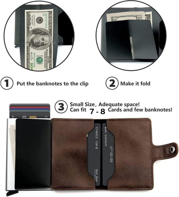 Dubkart Wallets Men's Slim Pop Up Money Card Wallet (Brown)