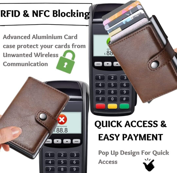 Dubkart Wallets Men's Slim Pop Up Money Card Wallet (Brown)