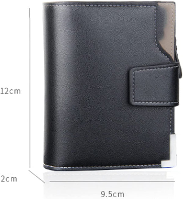 Dubkart Wallets Men's Tri-Fold Zippered Card Money Baellerry Wallet (Black)