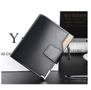 Dubkart Wallets Men's Tri-Fold Zippered Card Money Baellerry Wallet (Black)