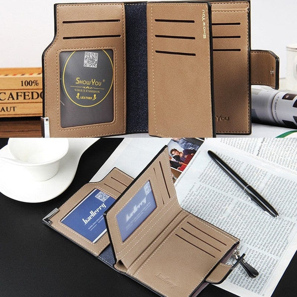 Dubkart Wallets Men's Tri-Fold Zippered Card Money Baellerry Wallet (Black)