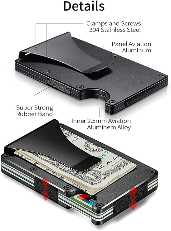 Dubkart Wallets Slim Metal Credit Card Holder Money Wallet with Clip