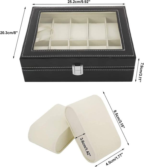 Dubkart Watch accessories Watch Organizer Box 10 Slots Lockable Case Glass Lid Display
