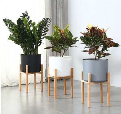 Dubkart Wood Frame Flower Plant Pot Set White 30 cms