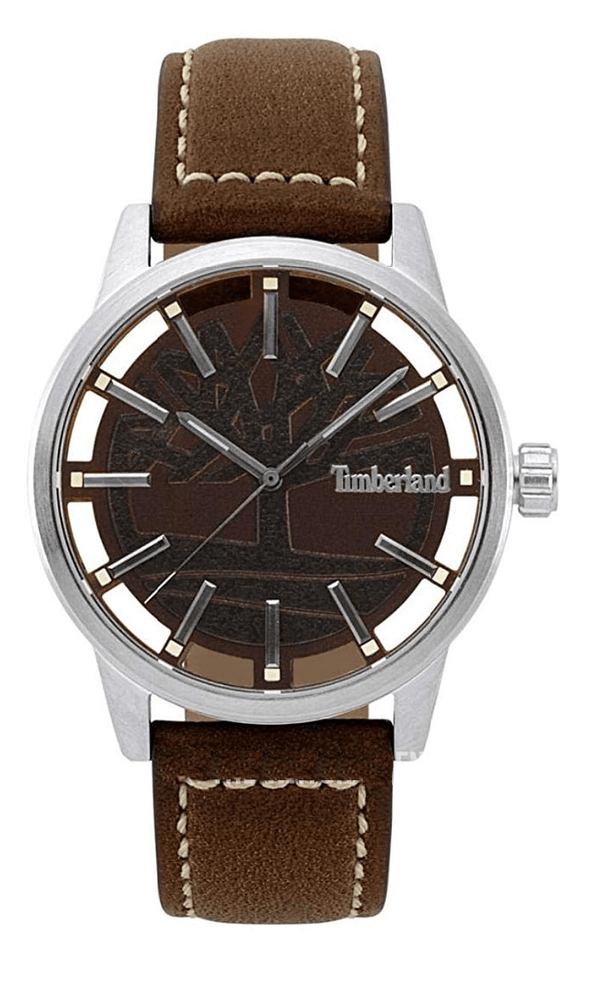 Timberland Men's fashion Timberland Men's Brown Leather Strap 44mm case Watch TBL15362JS-12